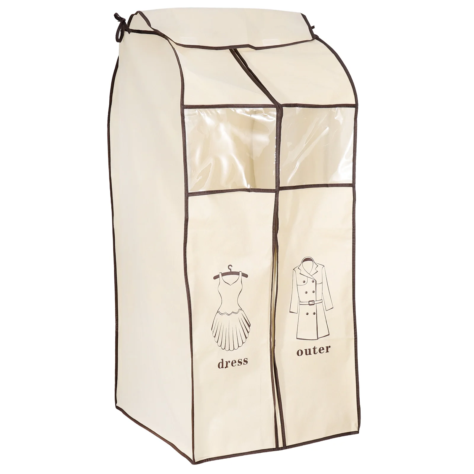 

Dust Cover Clothes Bags Hanging Storage Beige Suit Shirt Trousers Coat Creative Zipper Foldable Dustproof Home Protective