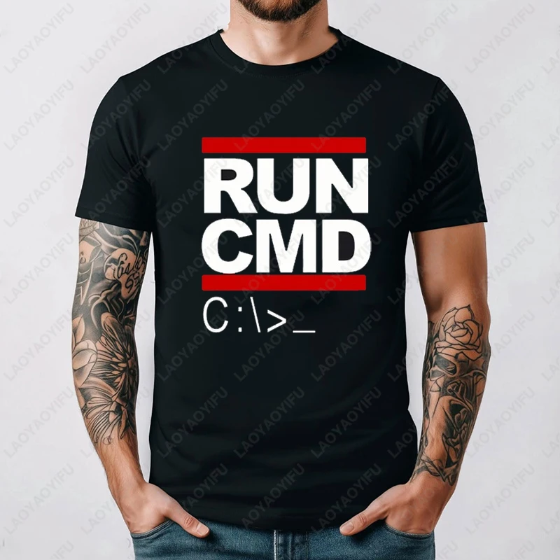 تشغيل Cmd الكمبيوتر مبرمج بلايز الصيف قصيرة الأكمام القطن تي شيرت عالية الجودة القطن المطبوع قمم تي شيرت الشارع الشهير