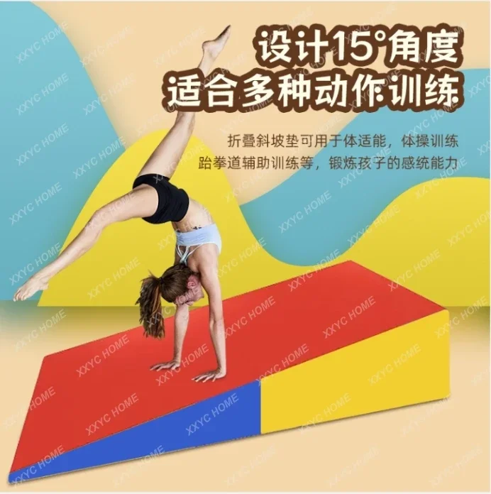 Gymnastics Wedge Mat Folding Incline Gym Fitness Skill Shape Tumbling Mat for Gymnastics for Kids Play, Home Exercise, Aerobics