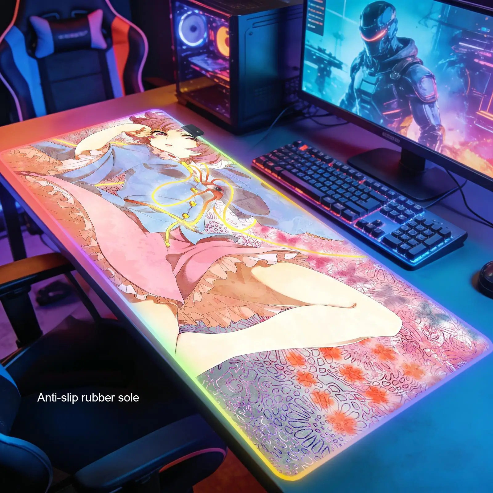 satori komeiji New RGB Computer Home Mousepad XXL Desk Mats Natural Rubber Office Anti Slip Gaming Accessories pad