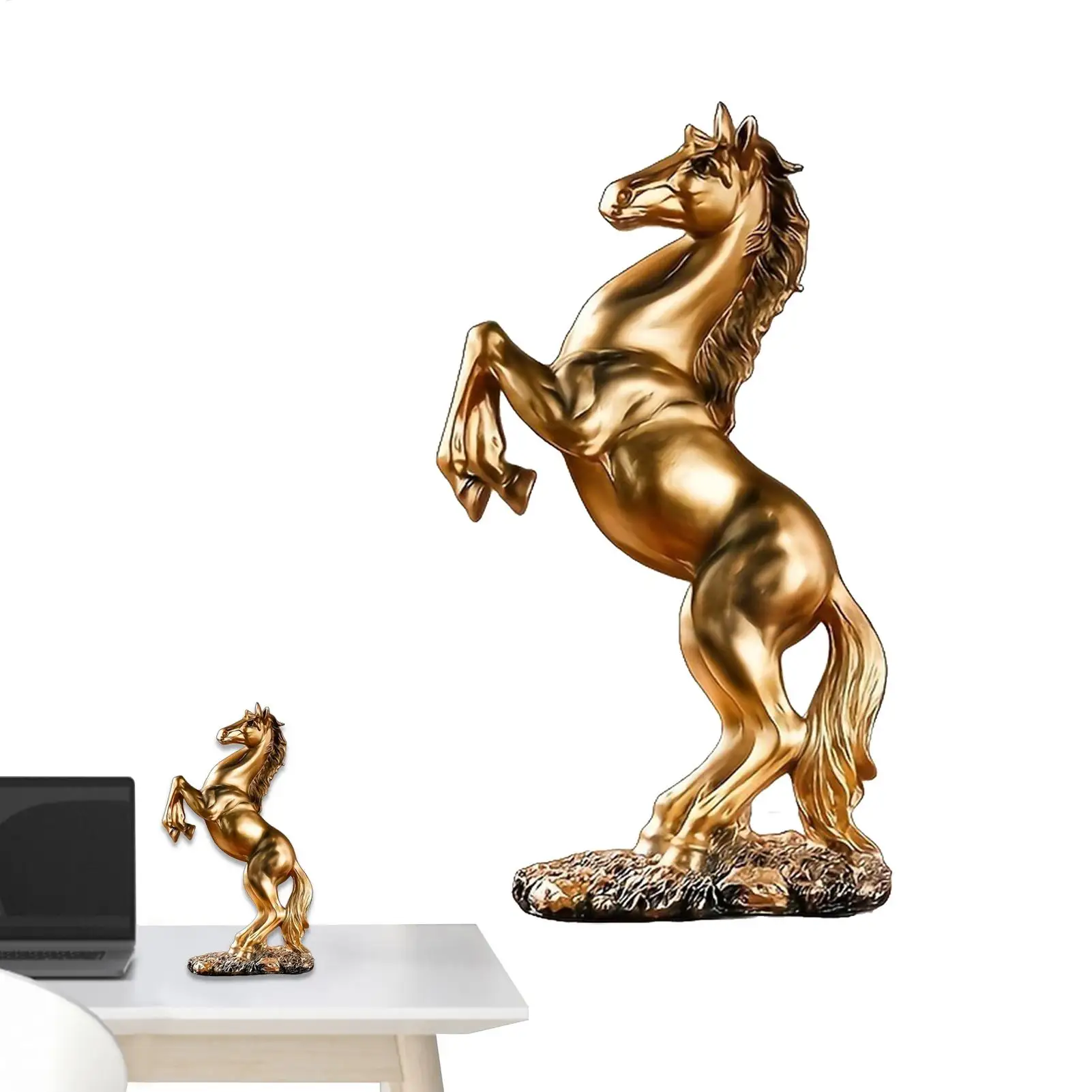 European Style Home Resin Victory Horse Statue, Living Room , Cabinet, Office Desktop Decoration Animal Figurines Ornament