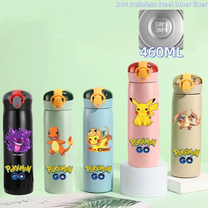 

Anime Pokemon Pikachu 460ml PC Bouncing Lid Small Fire Dragon Anti Slip Portable Large Capacity Outdoor Insulated Water Cup Gift