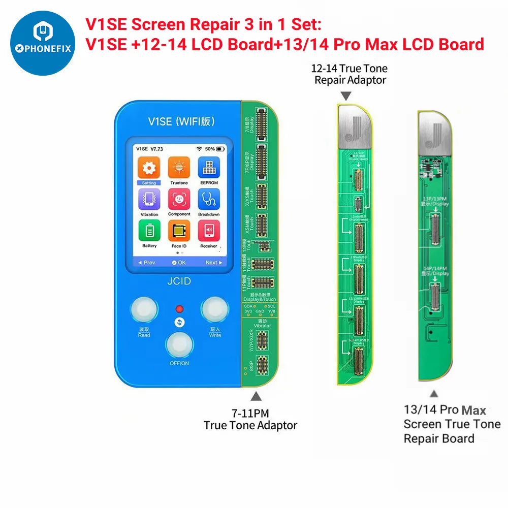 JC JCID V1SE V1S PRO LCD Screen True Tone Repair Board Photosensitive Original Color Fingerprint Battery Test Maintenance Tool