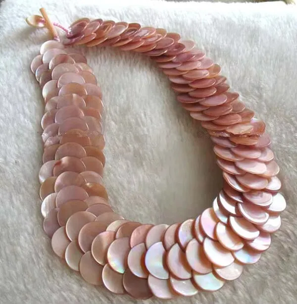 

jewelry pink sea shell hand woven scale necklace 48cm nature beads wedding woman