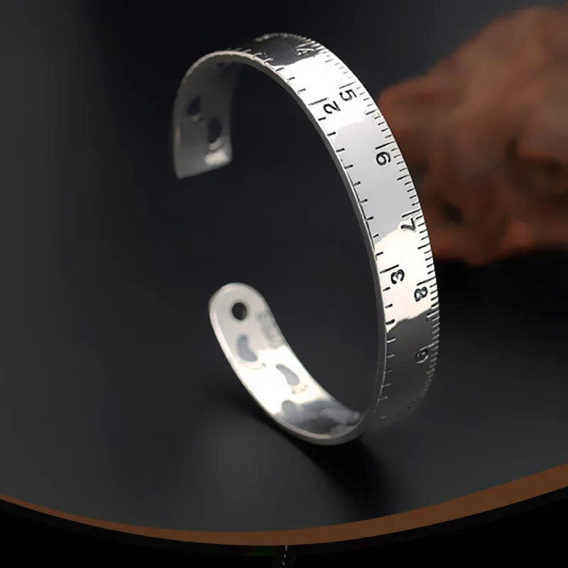 100% Solid 925 Sterling Silver Metal Bracelet for Women Men Vintage Handmade Simple Numbers Bracelet Birthday Gift S-B451