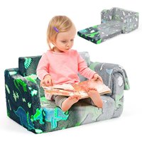 2-in-1 Children's Sofa with Blanket, Children's Chair Glow in the Dark,Folding Sofa for Boys and Girls from 3 Years (Grey)