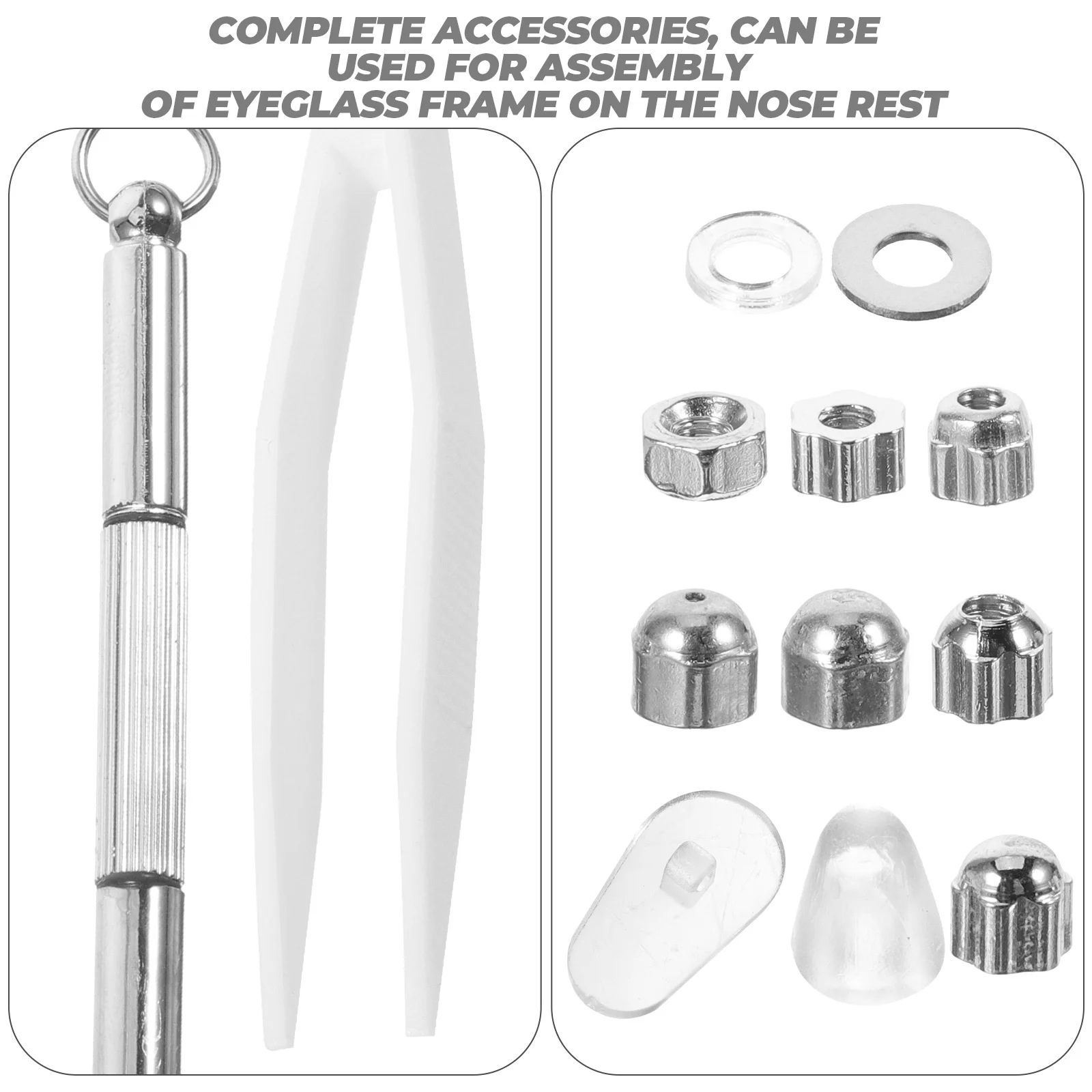 

1Set Glasses Repair Kit Eyeglasses Replacement Nuts Set Metal Sunglasses Nuts Repair Kit Travel Eyeglass Screws Assorted