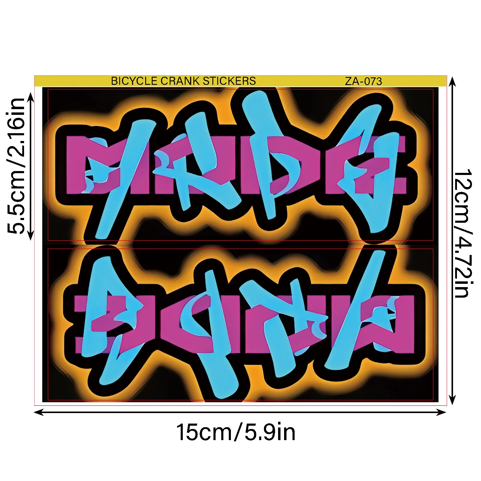 1pair Pink Blue Orange Graffiti Bike Crank Stickers, Waterproof Vinyl Decals for Bicycle Crank, Chain Guard & Frame