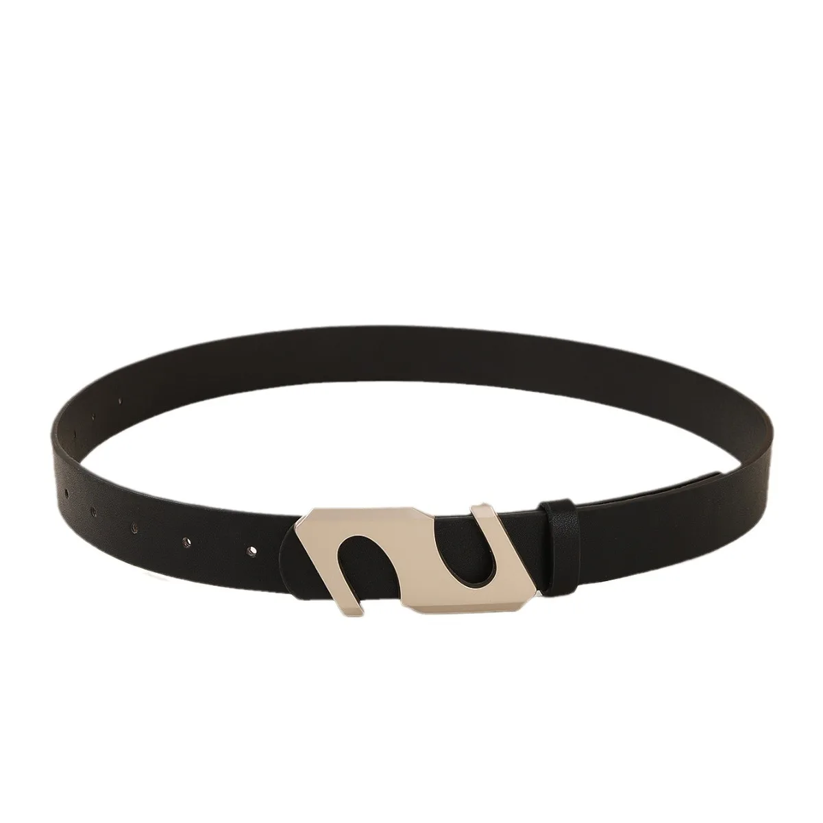 Ceinture en cuir PU pour femme, sangle carrée pour femme, sangle vintage, chic, noir, marque de luxe, nouveau