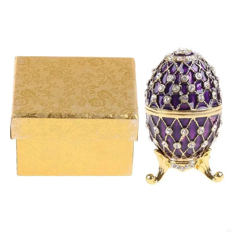 

195C Jewelry Box with Base Enameled Trinket Holder Easter Anniversary Gift for C