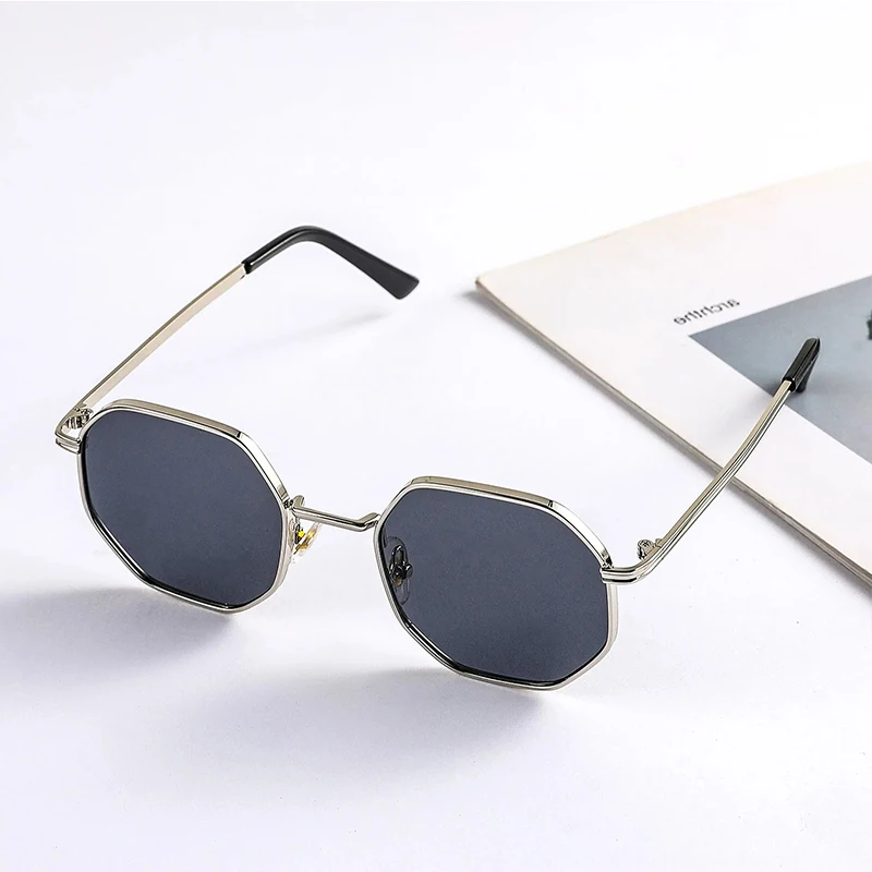Fashion Boys Girls Octagon Metal Sunglasses Polygon Trend Children\'s Sun Glasses Kids Outdoor UV400 Eyewear