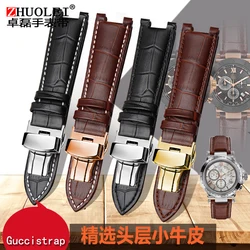 Concave Leather Watch Strap for Gu-cci GC Guess Pasha Men's Women's Watchband ya133309 Watch Chain Black Brown 20x11mm 22x13mm