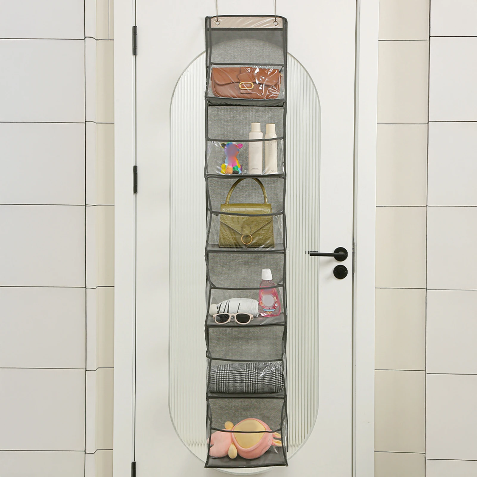 

Transparent Over the Door Organizer High Load-bearing Capacity Hanging Storage Organizer for Bedroom Bathroom and Baby Nursery