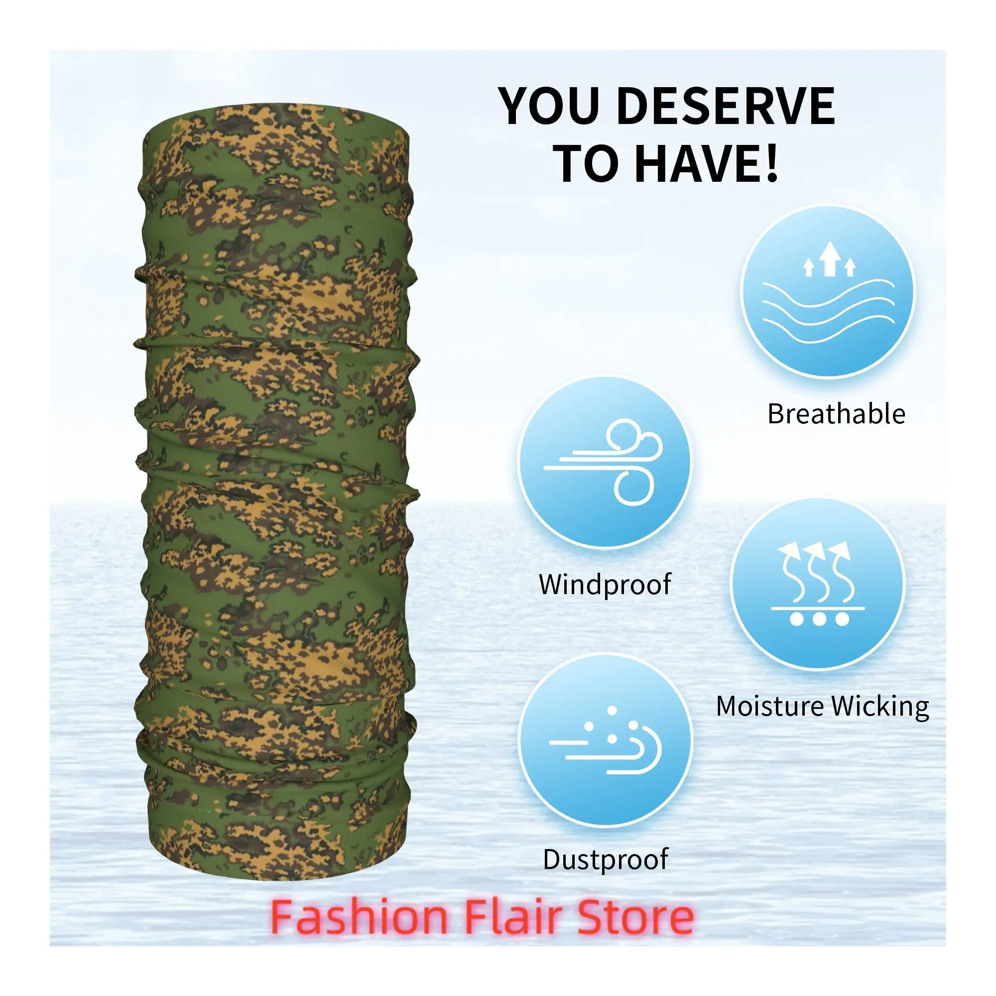Russian Woodland Camouflage Bandana Neck Cover Printed Magic Scarf Multifunction Headband Hiking Fishing Unisex Adult Winter