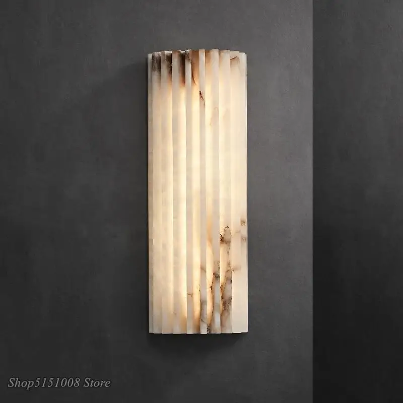 Luxury Spanish Marble Wall Lamps Natural Stone LED Wall Lights for Bedside Staircase Hallway Living Room Decor Lighting Fixtures