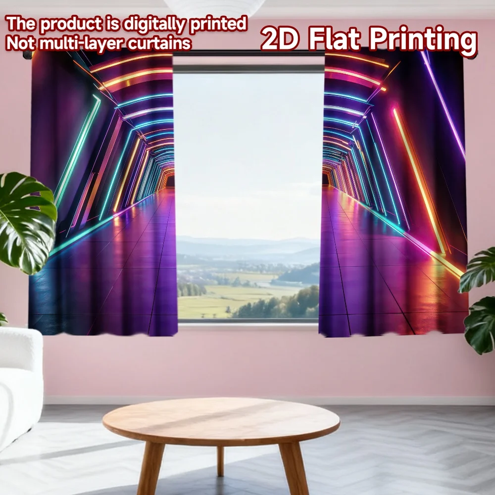 

2D flat printing 2pcs Window Curtains Tunnel Digital Printed Polyester Drapes Birthday Party for Photo Booths & Events Perfect