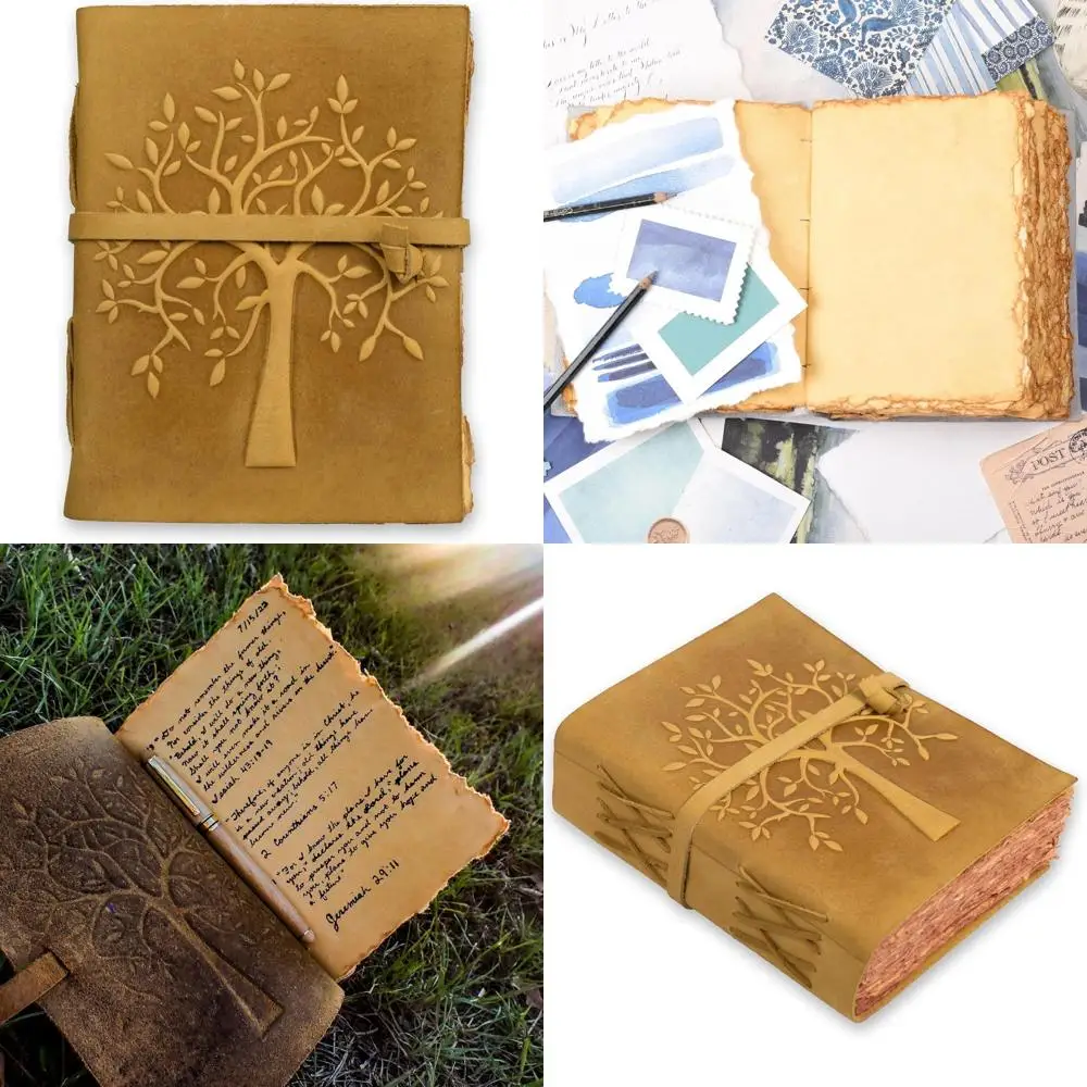 

Винтажный кожаный журнал в античном стиле 13x8 загара в солнечных батареях с страницами надколенного края — книга теней ручной работы для мужчин и женщин