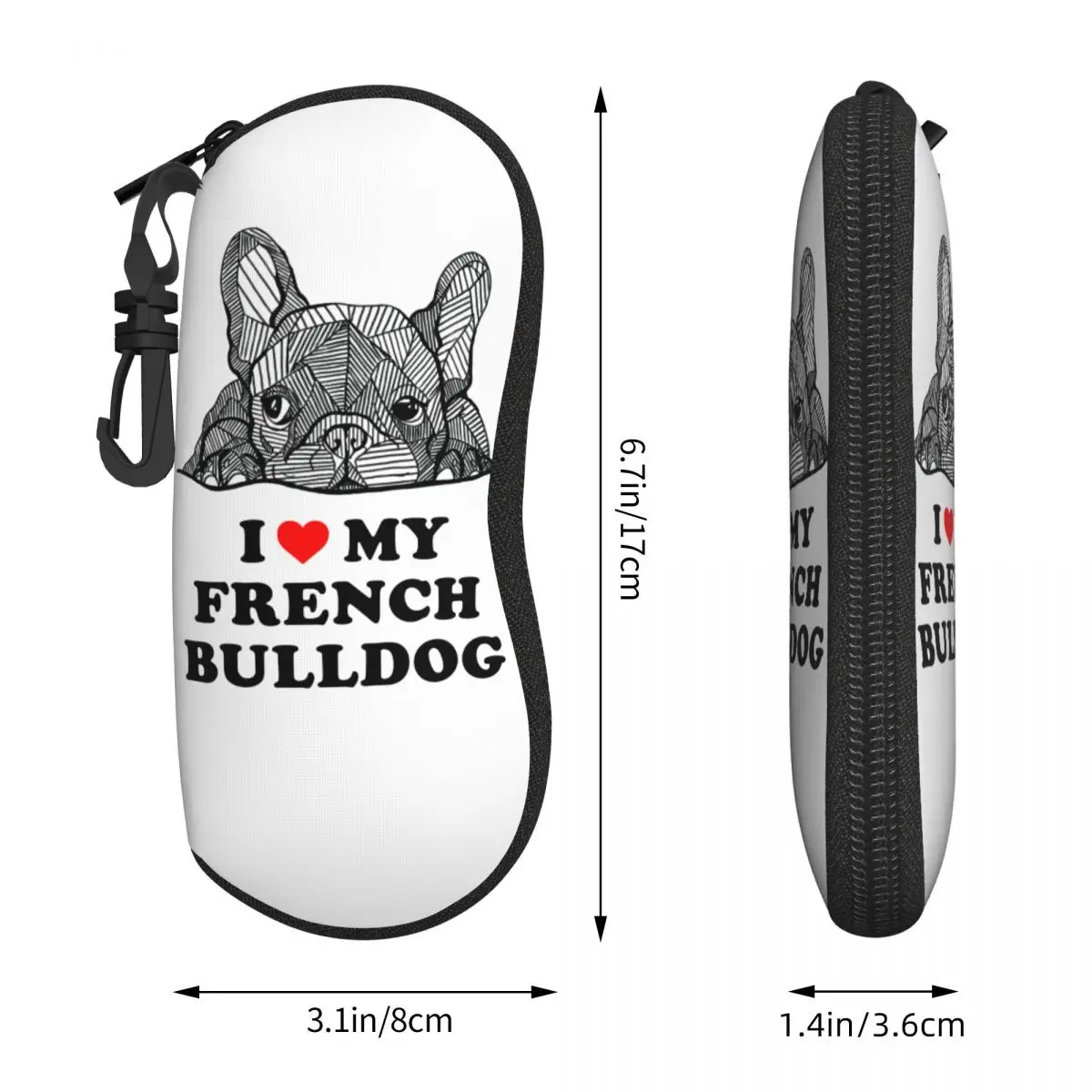 Custodia per occhiali personalizzata I Love My Bulldog francese Custodia per occhiali portatile Scatola per occhiali da sole