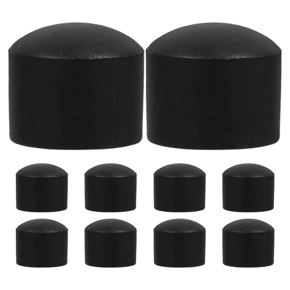 10Pcs Table Soccer Rod Covers 15.8mm Black Plastic Foosball End Caps Protectors Mini Pipe Post Covers for Game
