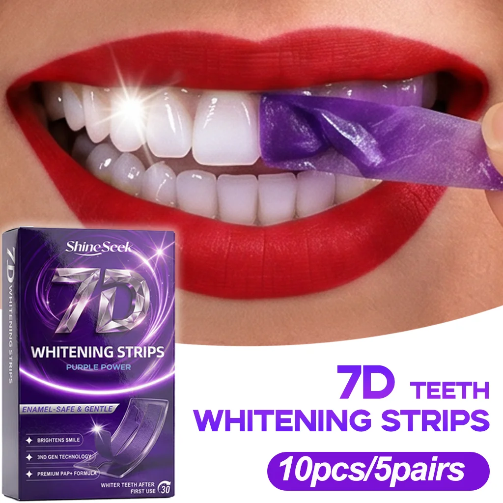 10Pcs/5Pairs Brand New Upgraded Pap+Purple 30-Minute Fast Whitening Tooth Strips, Third-Generation Purple Tooth Strip Technology, Gentle Whitening of Teeth, Does Not Contain Hydrogen Peroxide, Suitable for Sensitive Gums, Does Not Harm Gums, Non-Toxic and Non-Irritating, Suitable for Fast Teeth Whitening, for a Dazzling Smile