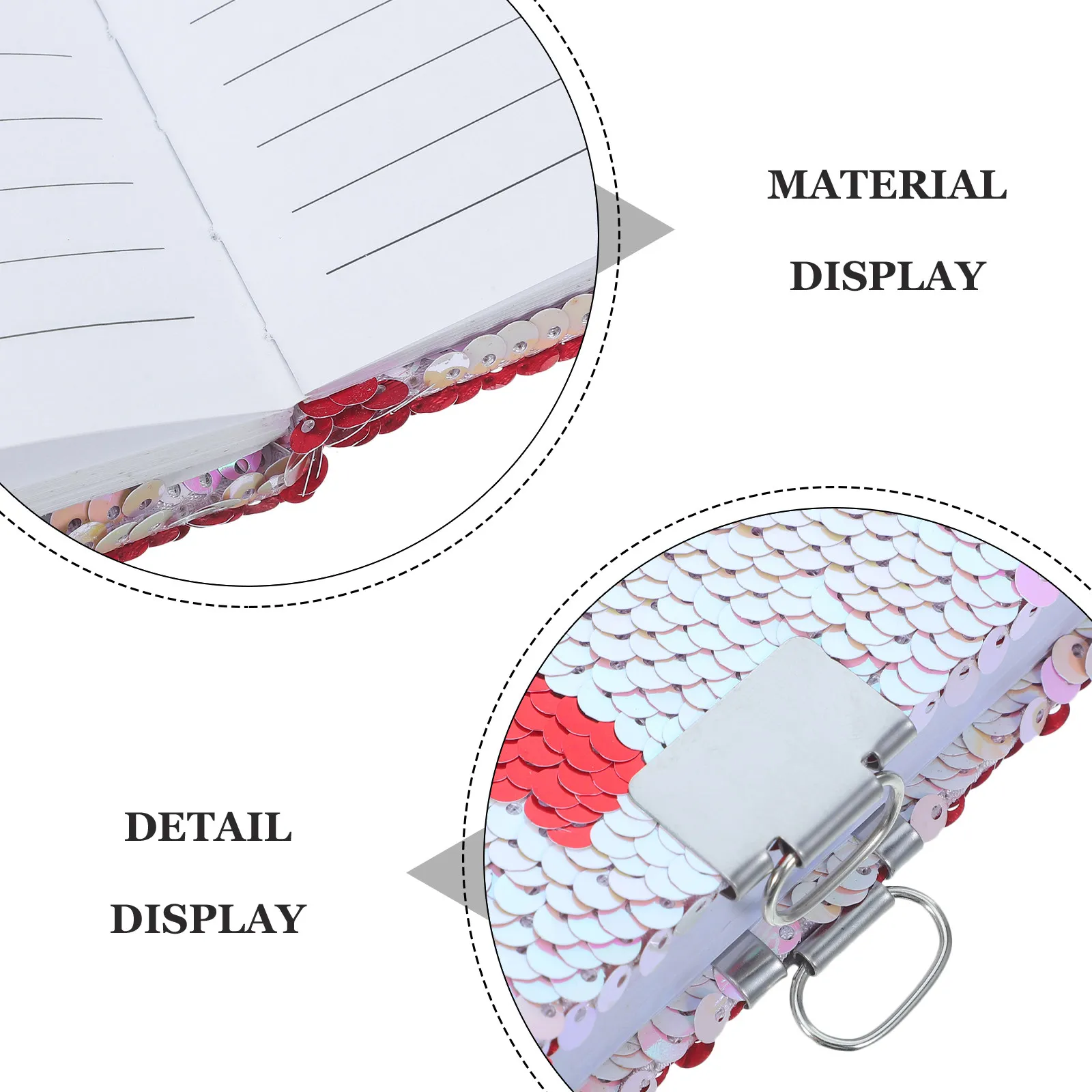 A5 Glitter Notebook Sequin Cover Love Pattern Diary Lock Notebook for Girls School Office Journal Sequin Diary Lock