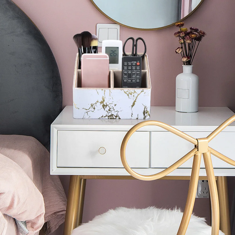 

Remote-Control Storage Box 3-Compartment Desktop Organizer Multifunctional Holder for Office Cosmetics Makeup Stationery Keys