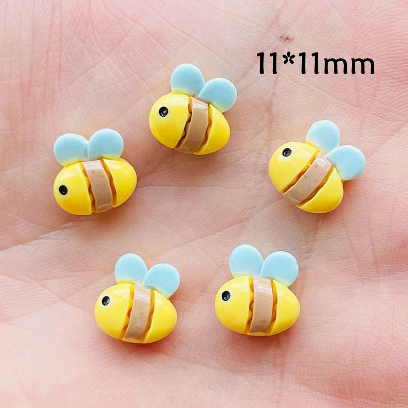 Mini abeja de resina con parte trasera plana, figuritas de piedra, joyería DIY, álbum de recortes de boda, accesorios de manicura, 40 piezas,