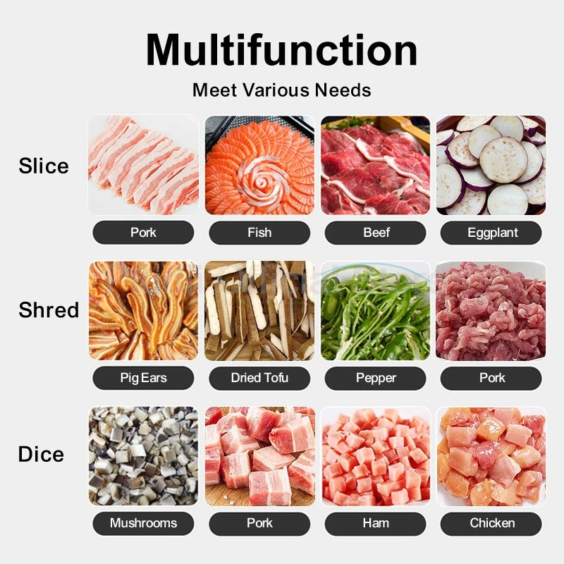 Elektryczna krajalnica do mięsa automatyczna krajalnica wielofunkcyjna krajalnica ze stali nierdzewnej krajalnica do mięsa ryby warzywa maszynka do