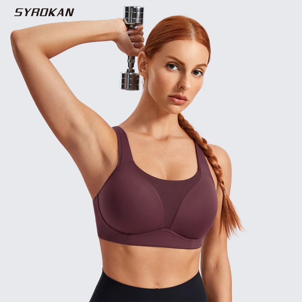 SYROKAN Sports Bra Women Summer Wireless Supportive Plus Shockproof  High Impact Padded Workout Fitness Bras Tops Underwear 2023