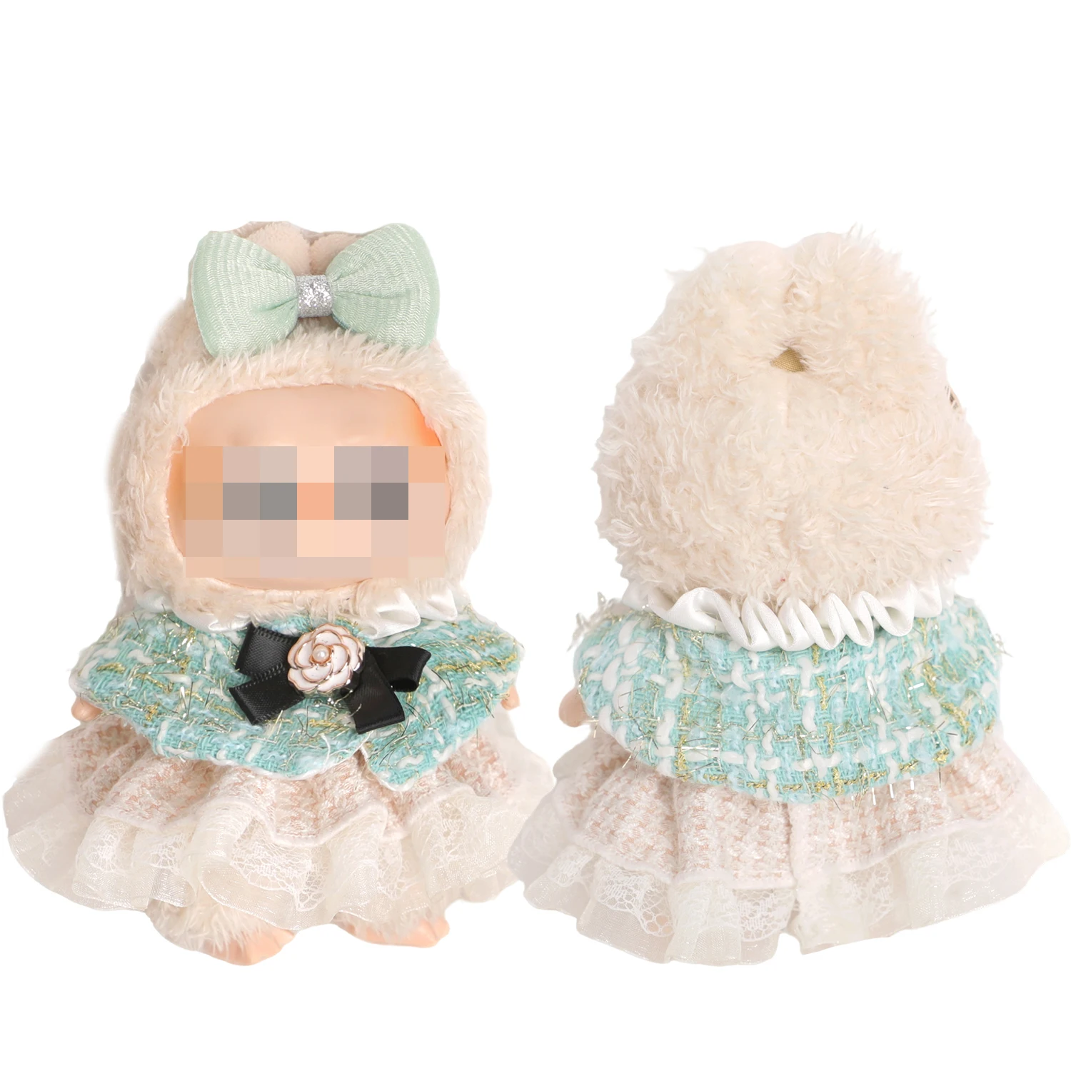 Pop Accessoires Voor 17 Cm Labubu Pop Mode-sieraden Kroon Bloem Strik Sjaal Voor V1V2V3 Labubu Meisje Poppen Katoen Speelgoed gift