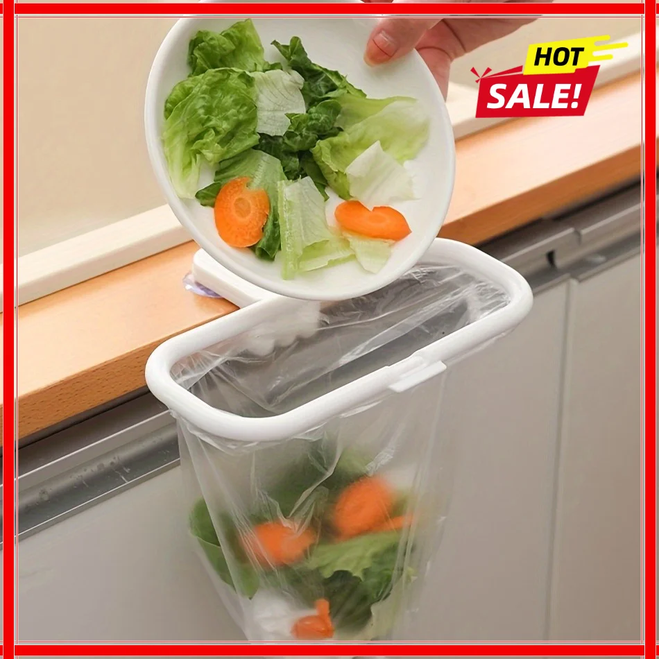 1pc Portable Plastic Garbage Hanging Bag Kitchen Trash Storage Rack Bag Hook Scouring Pad Dry Shelf Holder Kitchen Organzier