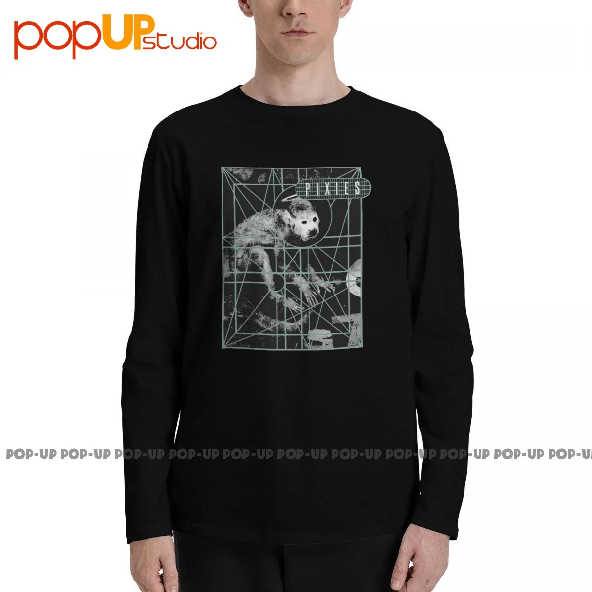 The Pixies Monkey Grid Punk Indie Alternative Rock Music Band Long Sleeve T-Shirts T-shirt Tee Vtg All-Match