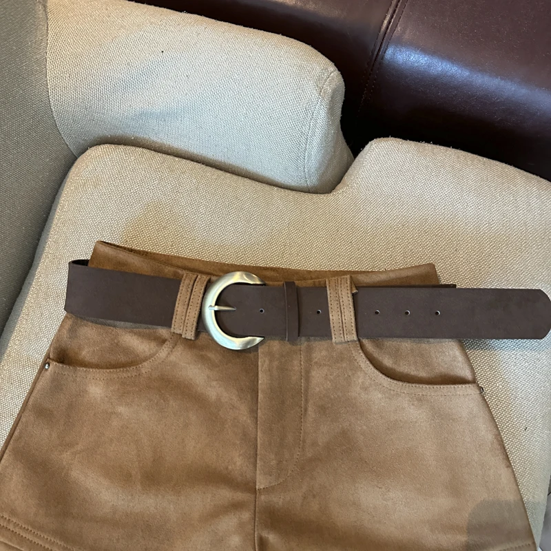 Simple Solid 2026 Autumn Winter Korean Version Versatile A-word Wide-leg Shorts Women's High Waist Casual Fashion Short Pants