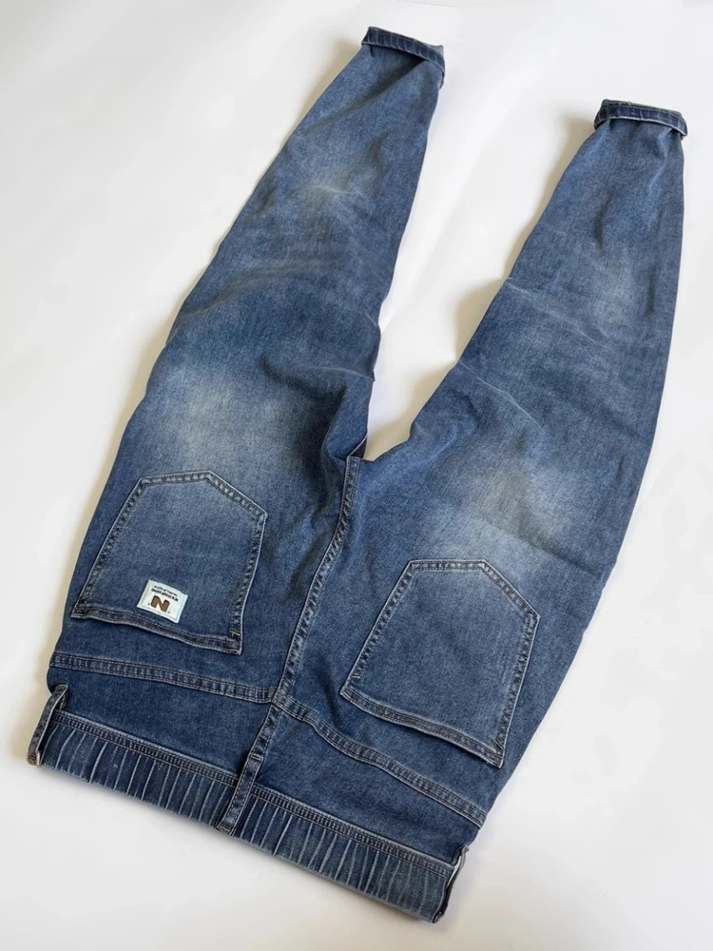 Elastic Waist Men's Jeans Spring Autumn New Style Side Pocket Cone Slim Nine Point Elastic Slimming Nine Point Pants