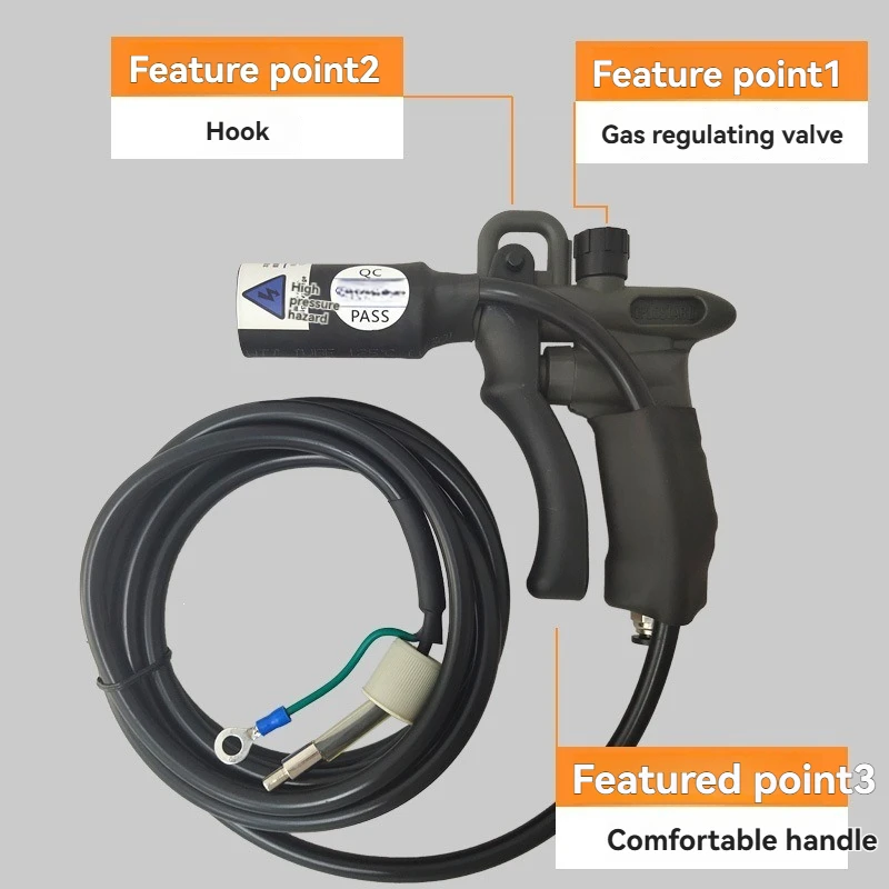 302D Static Ion Air Gun Dust Removal Nozzle Industrial Static Eliminator Pressure Regulating Spray Gun Head