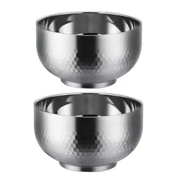 304 Stainless Steel Rice Bowl Double-layer Auspiciou Bowl Thickened Anti-slip Soup Bowl Microwave Heating Food Noodle Ramen Bowl