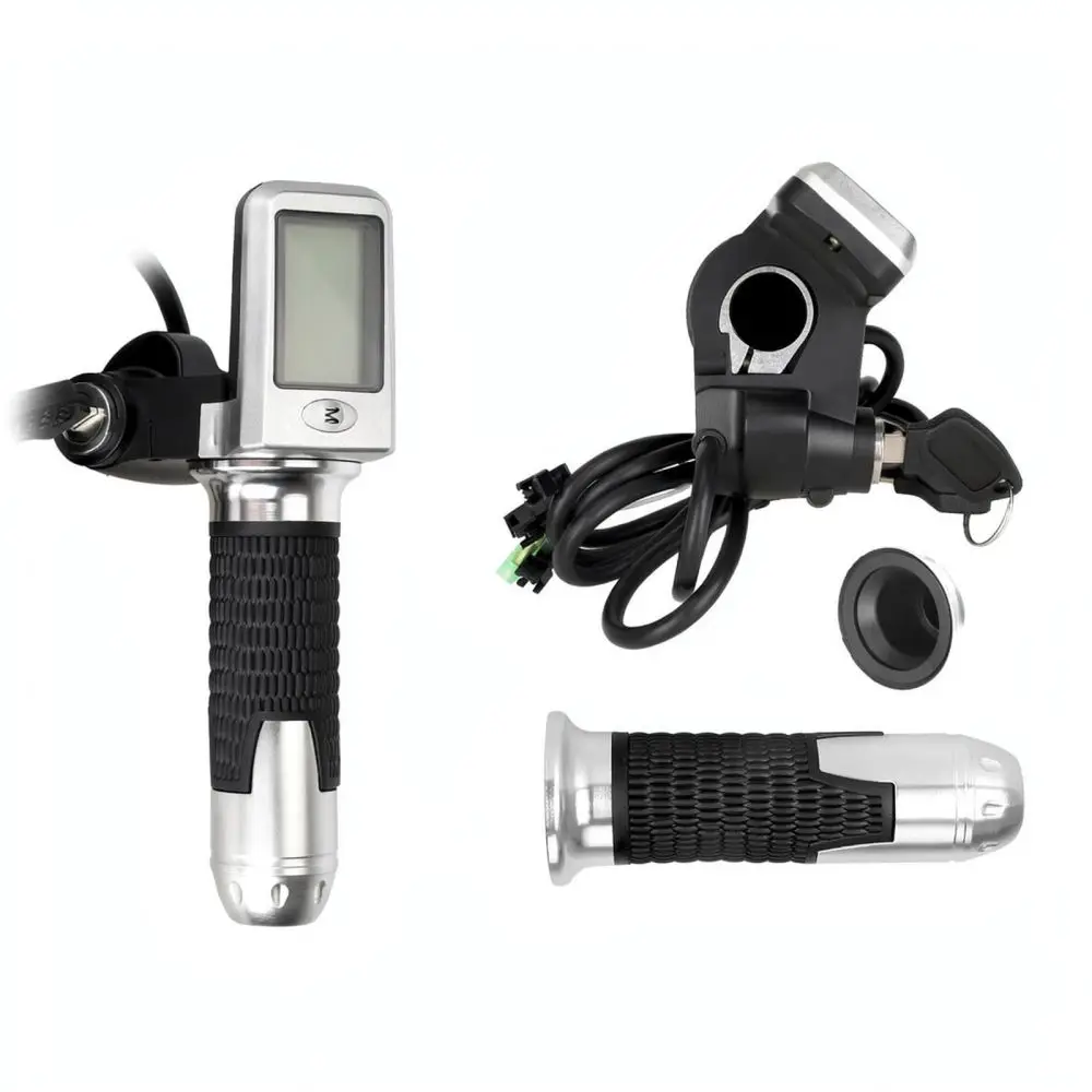Universal E Scooter Throttle Grip With Key Switch 36V 48V 60V Electric Bicycle Speed Control Handlebar Replacement Accessory