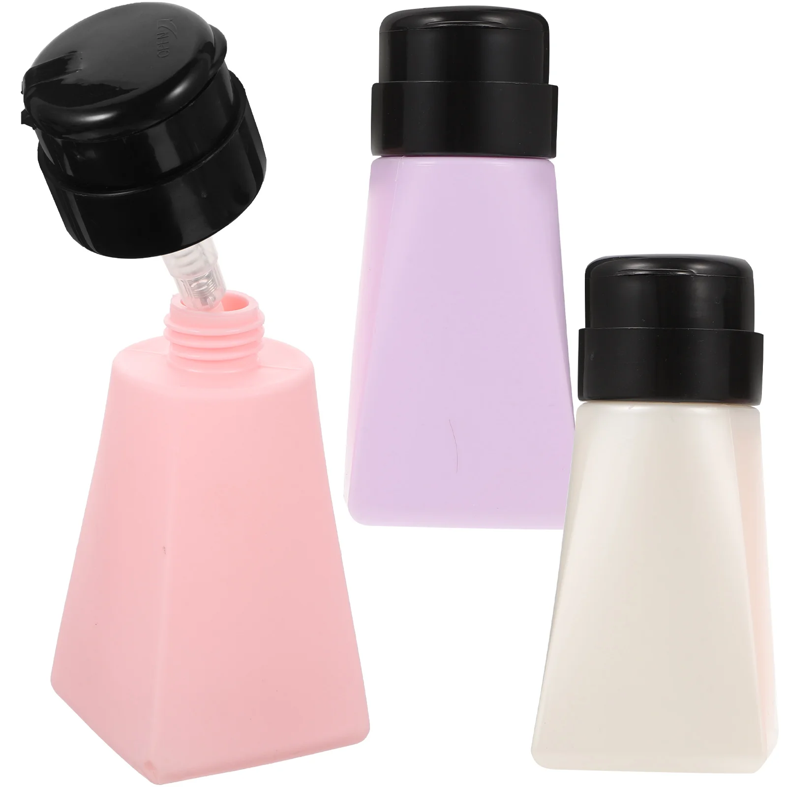 

3 Pcs Nail Manicure Suction Bottle Push down Pump Dispenser Pp Plastic Empty Bottles