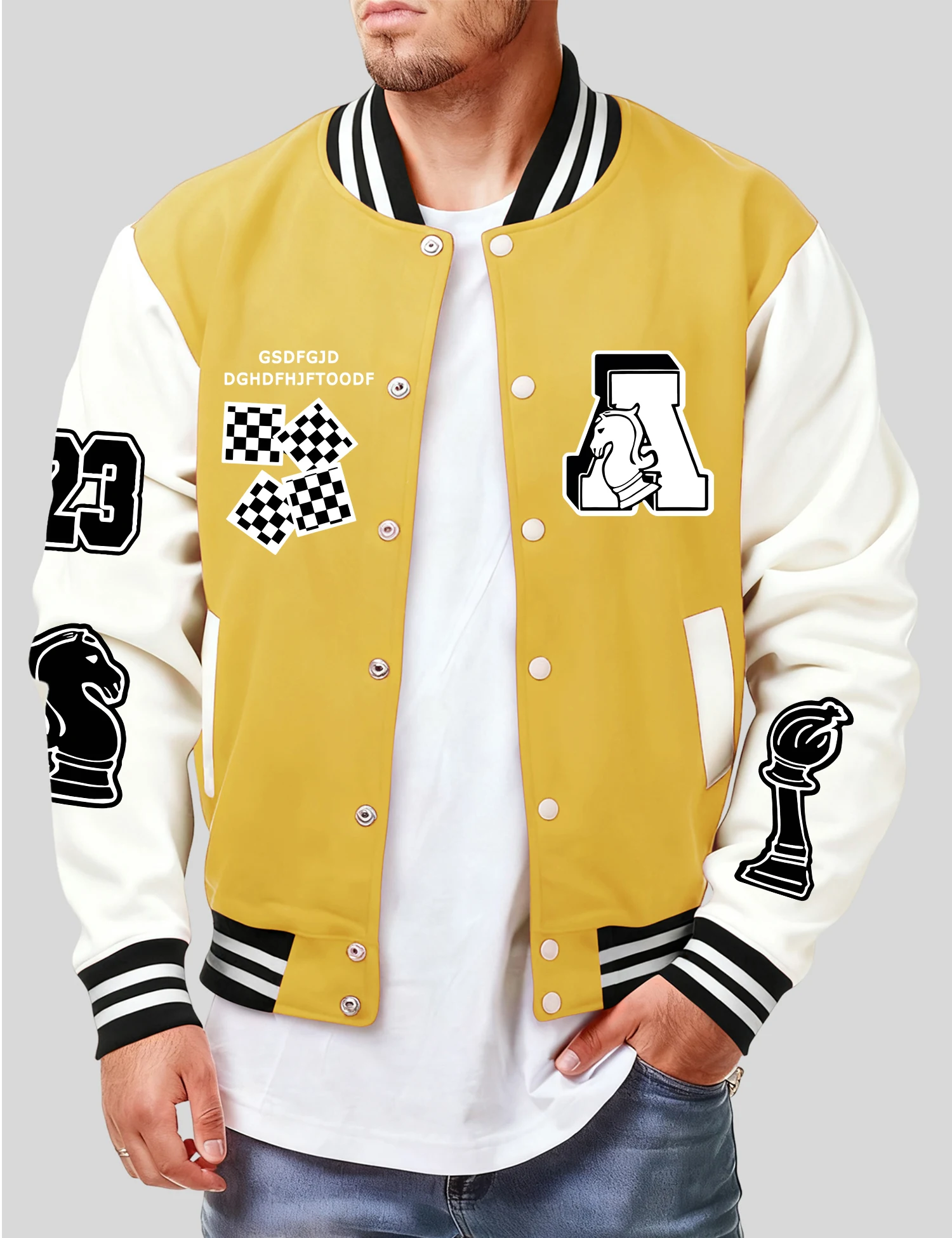 

Мужская бейсбольная куртка с шахматным и номером 23, флисовое пальто в стиле Харадзюку, спортивная повседневная одежда, свободные топы на пуговицах для мужчин
