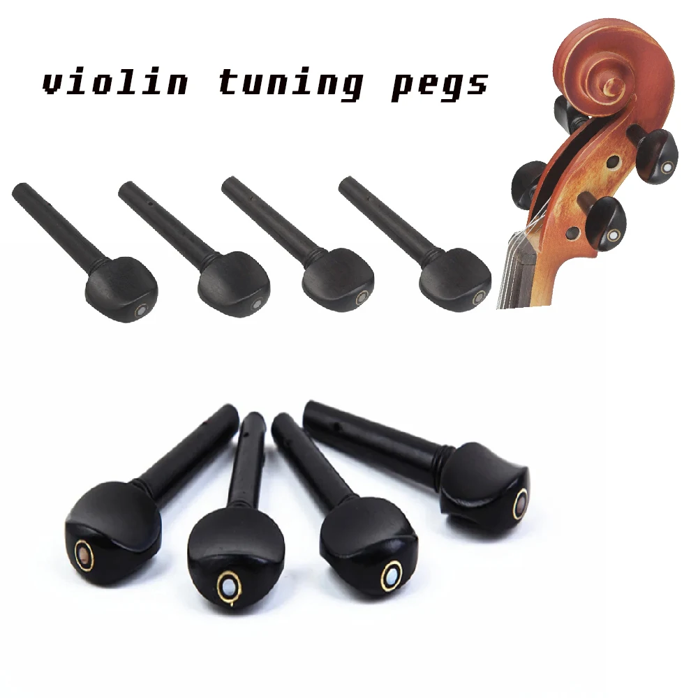 4Pcs 4/4 3/4 1/4 1/2 1/8 Violin Pegs Violin Ebony Tuning Pegs Replacement Parts Stringed Instrument Violin Accessories