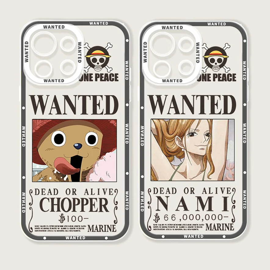 O-One Piece Wanted Luffy Clear Phone Case for iPhone 15 14 13 12 11 Pro Max Mini XR XS X 8 7 6 Plus SE 2020 Soft Silicone Cover