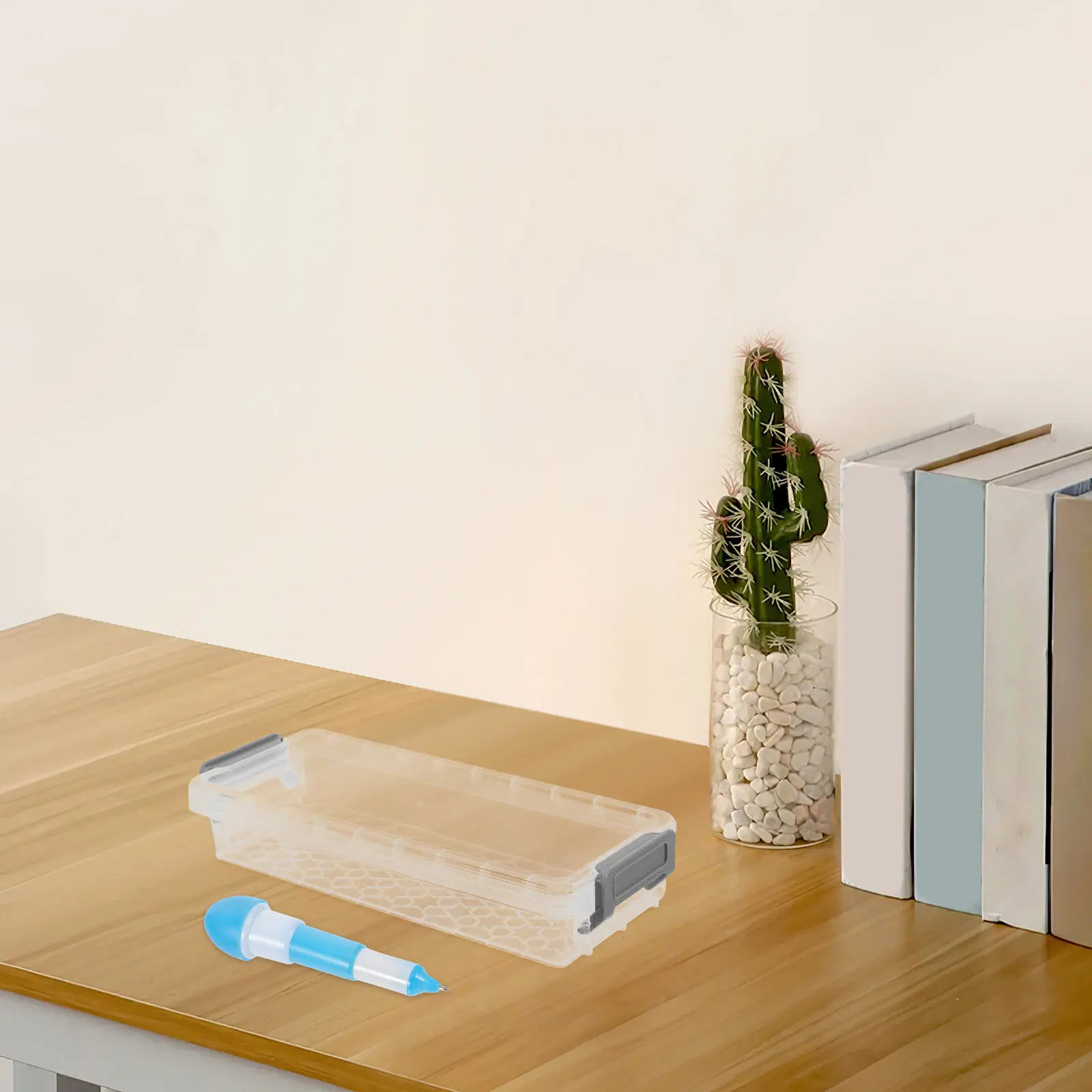 

Прозрачный органайзер для стола с крышкой, многофункциональный контейнер для хранения закусок, карандашей, канцелярских принадлежностей, для офиса, дома, школы