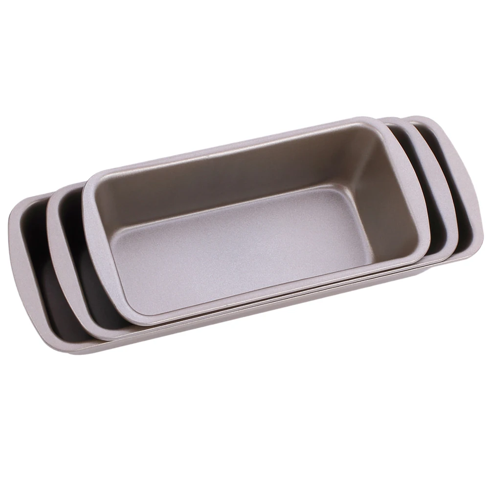 

3pcs Carbon Steel Nonstick Bread Baking Loaf Pan Reusable Toast Mold Household Metal Kitchen Tray Polished Edges Easy