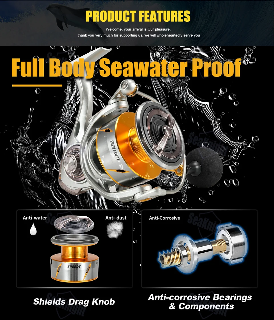 SeaKnight Brand Speedy SAW Salzwasser-Angelrolle 10+1BB Vollständig Seewasserbeständige Rollen Kohlefaser-Bremse bis zu 11KG – Detail 6