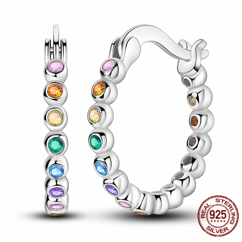 

Hot Sale 925 Sterling Silver Hoop Starlight Spherical Zircon Earrings for Women Pretty Wedding Holiday Jewelry Gifts