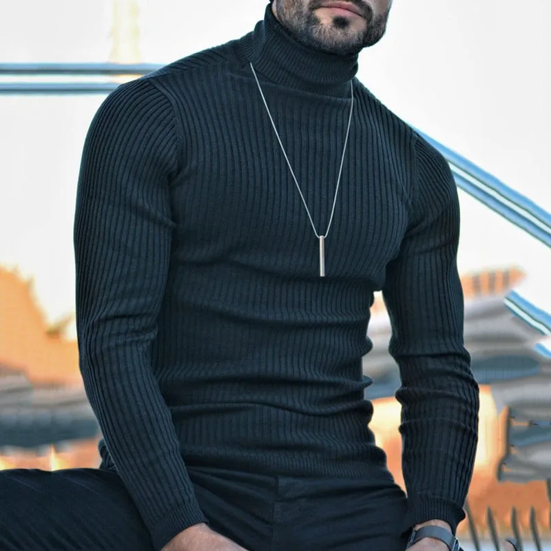 

Autumn And Winter New Men's Clothing, Solid Color Turtleneck Knitted, Bottoming Sweater, Sweater Inside