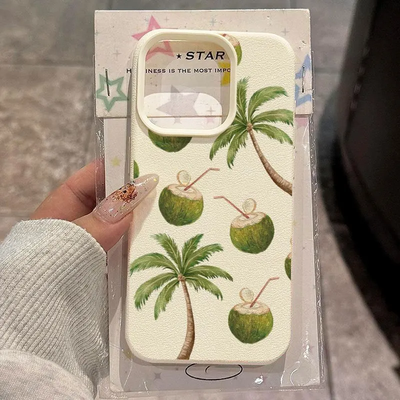Tropical Palm Tree Coconut Drink Phone Case for Samsung Galaxy S26 S25 S24 S23 S22 S21 S20 Plus Ultra A73 A52 A32 A25 A15 Cover