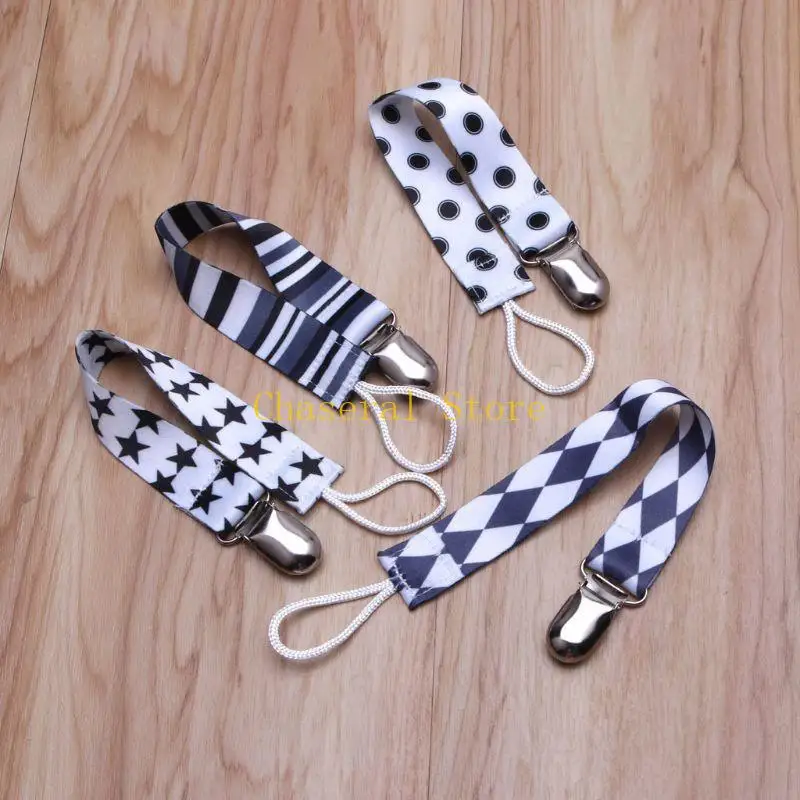 

E7CE 4pcs Baby Pacifier Chain Cloth Clip Lovely Printing Cotton Baby Pacifier Holder