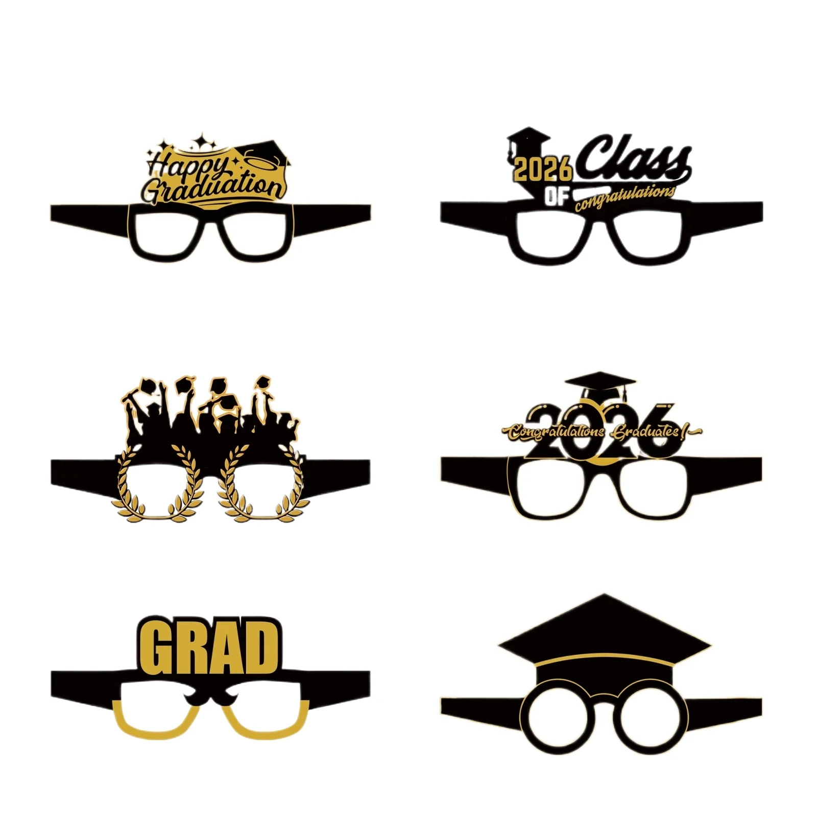 6/12 pcs Funny Glasses for Graduation Season Parties Happy Graduate Party Decorative Glasses Photo Props Party Supplies