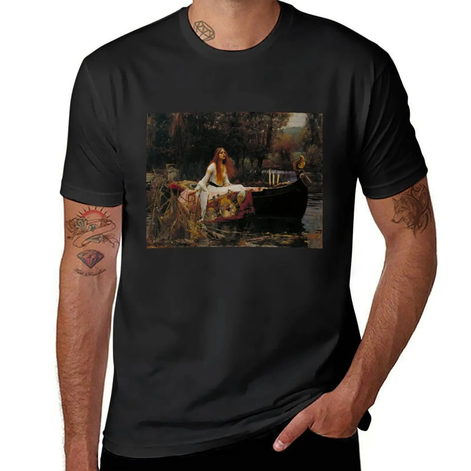 The Lady of Shalott -John William Waterhouse T-Shirt summer top animal prinfor boys men graphic t shirts